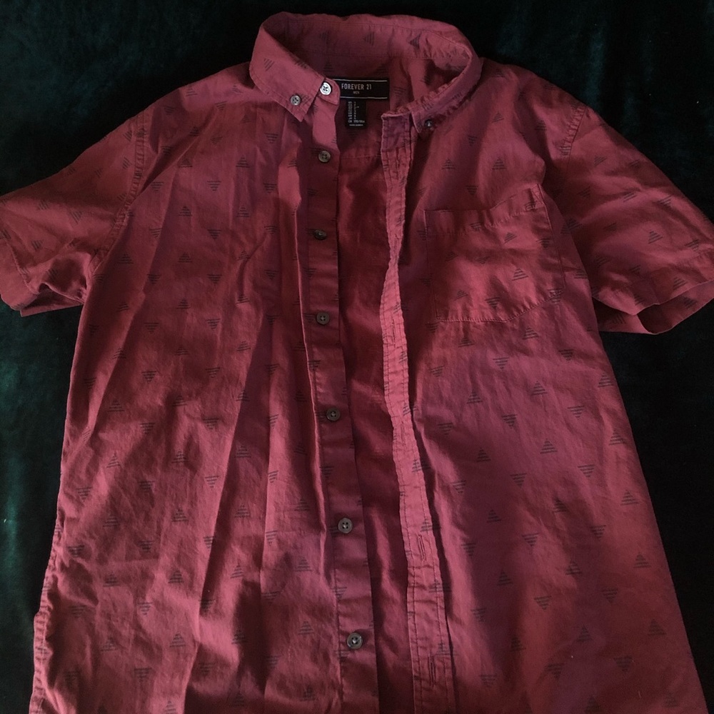 burgundy button up shirt